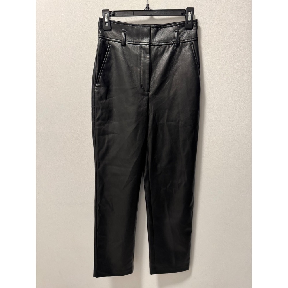 Aritizia Babaton Command Pant Black Vegan Leather High Waisted Trousers Size 4